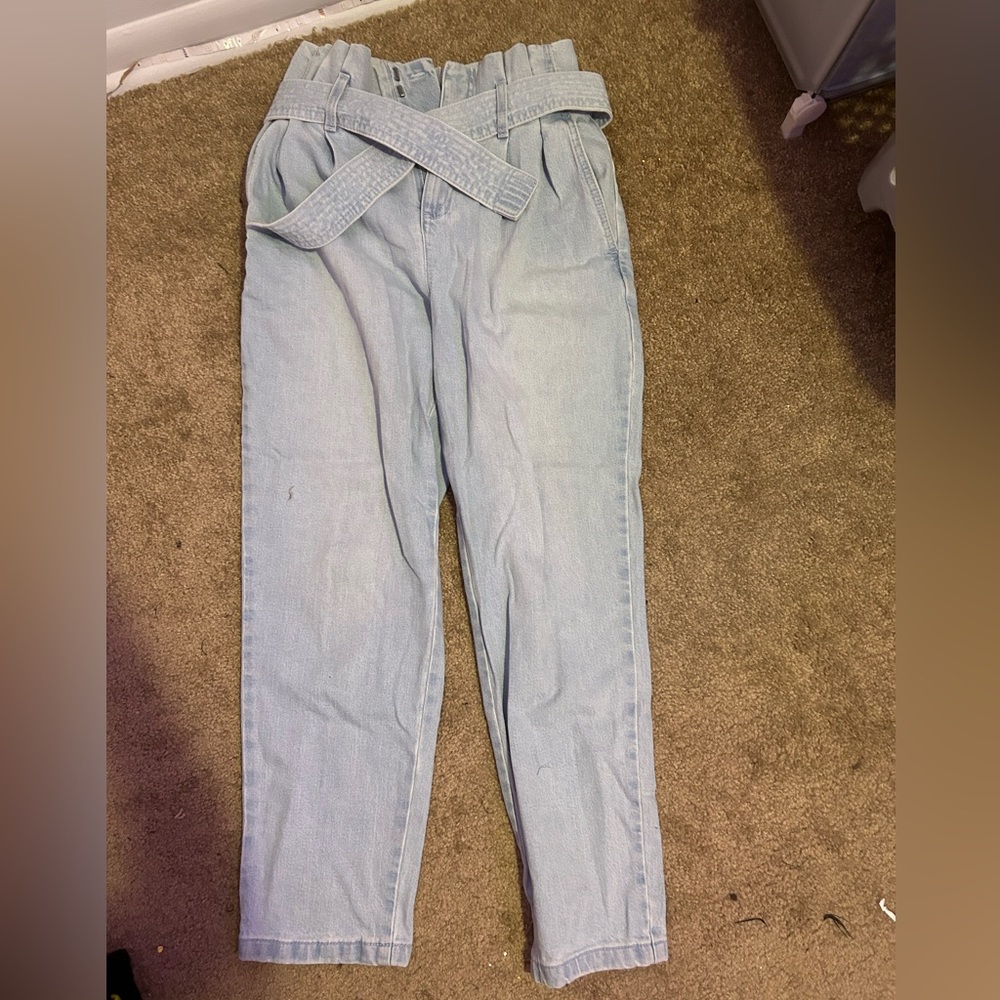 a new day size 2 high wasted pants with jean tie belt